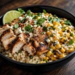 High-Protein Street Corn Chicken Rice Bowl