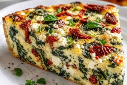 Thumbnail for Diabetic High-Protein Spinach, Sun-Dried Tomato & Feta Crustless Quiche