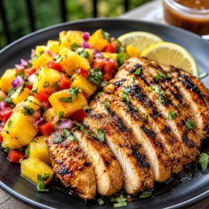 Lemon Ginger Chicken with Pineapple Mango Salsa