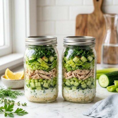High-Protein Chicken & Greek Yogurt Meal Prep Jar