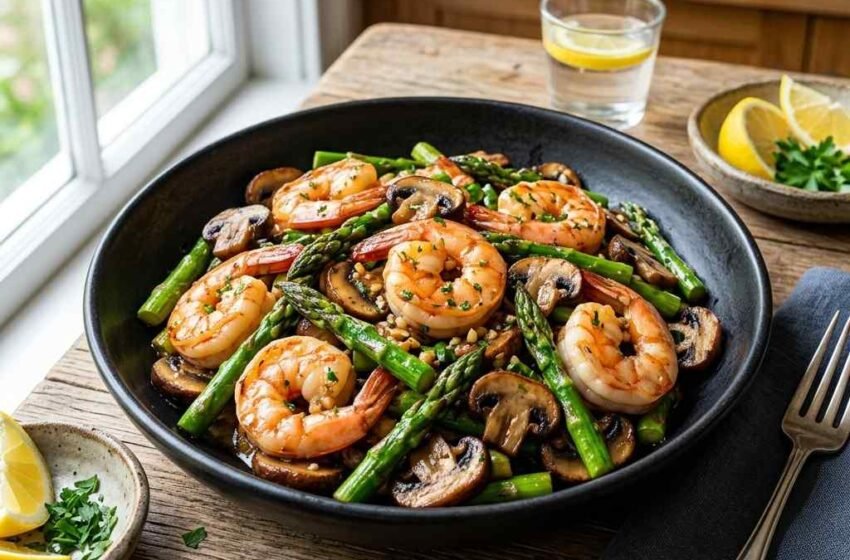 Shrimp and Asparagus Stir-Fry with Mushrooms