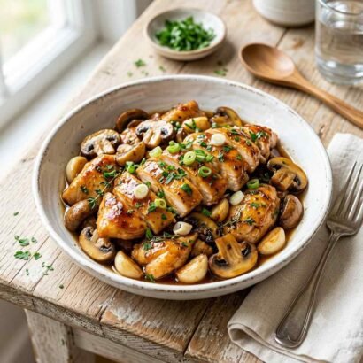 Diabetic High-Protein Honey Garlic Chicken with Mushrooms
