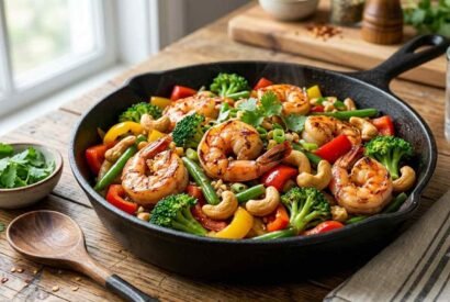 Thumbnail for High-Protein Garlic Shrimp Stir-Fry with Vegetables and Cashews