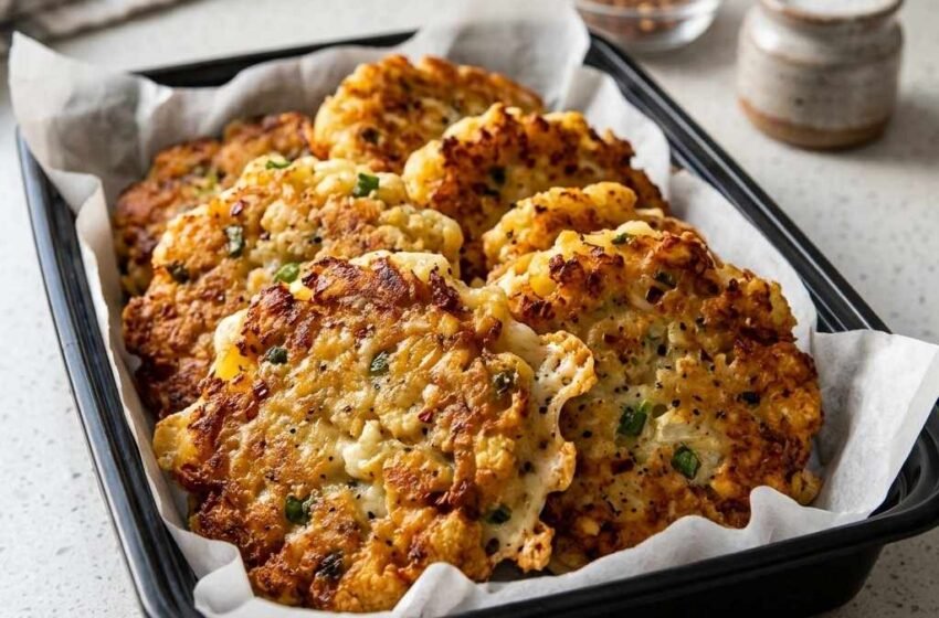 Low Carb Spicy Cheesy Cauliflower Hash Browns