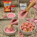 Easy Sweet Filled Bugles Bites with Peanut Butter and Strawberry Coating